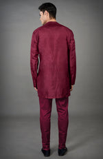 Maroon Chikankari Embellished Jacket Set