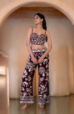 Ruby Wine Parsi Gara Embroidered Co-Ord Set