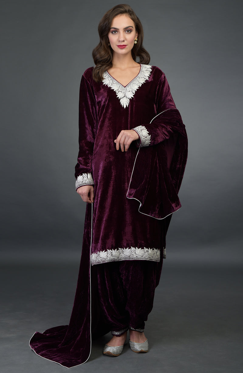 Noor Silk-Velvet Tilla Embroidered Patiala Salwar Suit – Talking