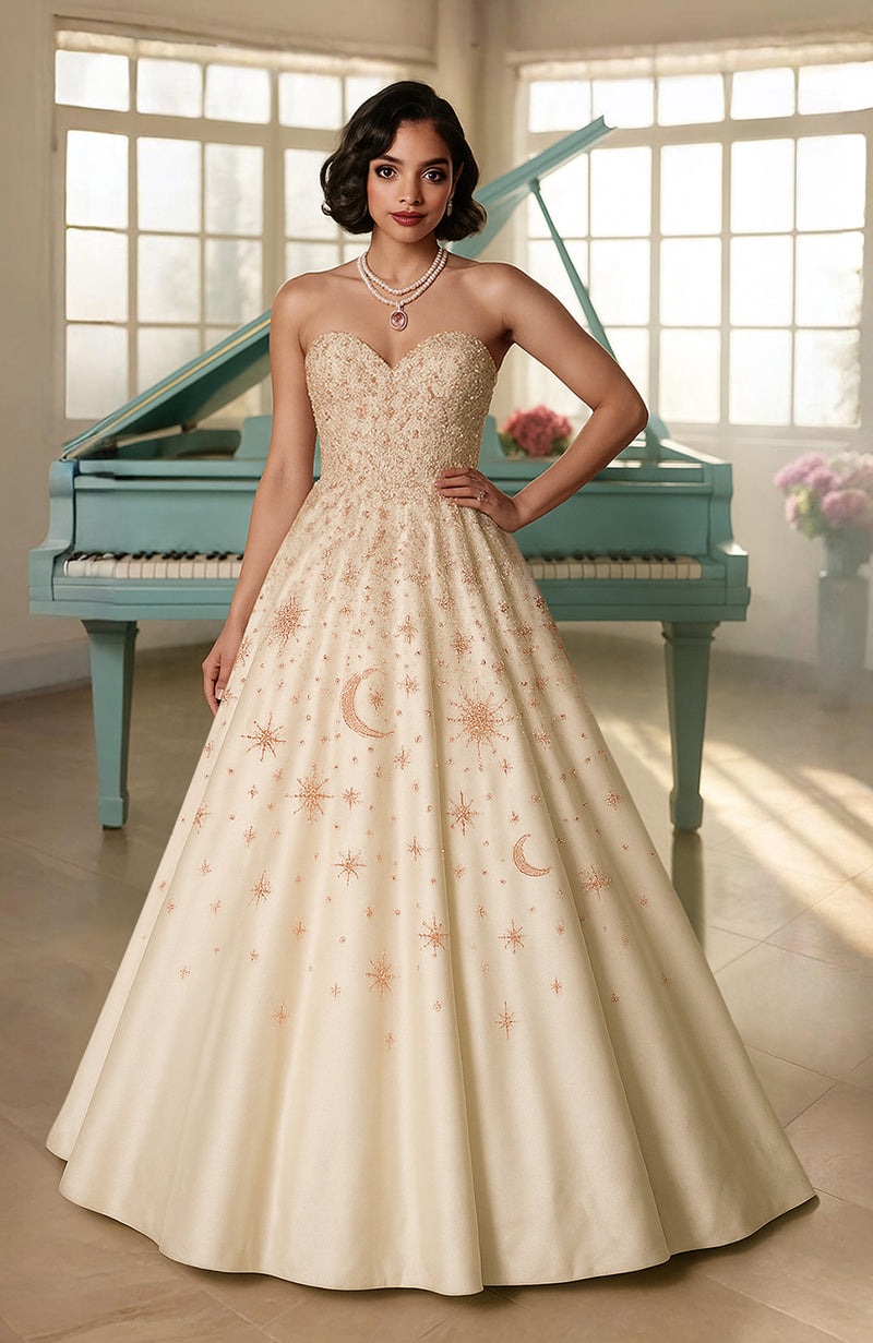 Talking Threads Naira Ivory Crystal Embroidered Celestial Ball Gown Talking Threads Naira Ivory Crystal Embroidered Celestial Ball Gown