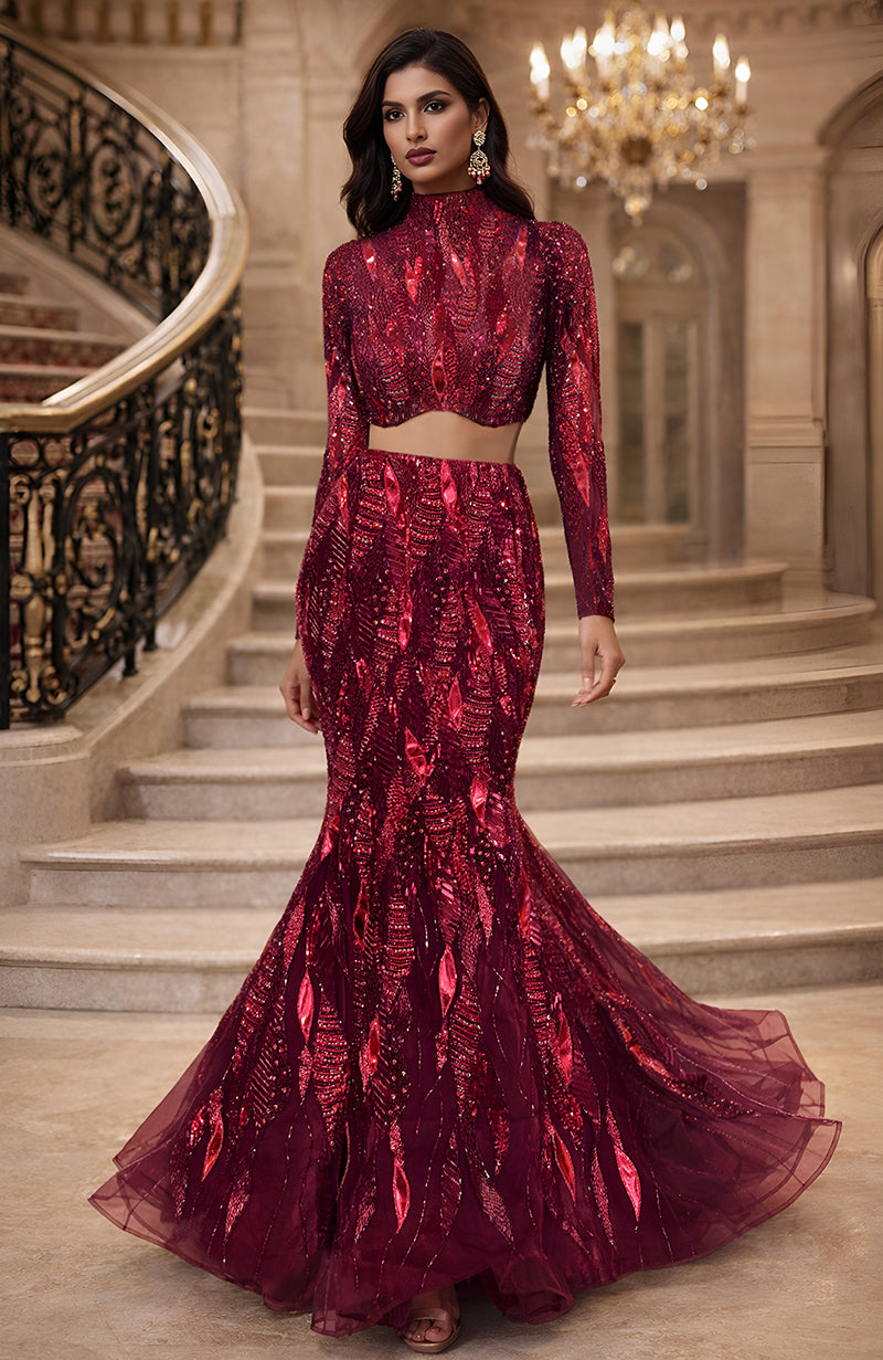 Wine Berry Mermaid Lehenga Set