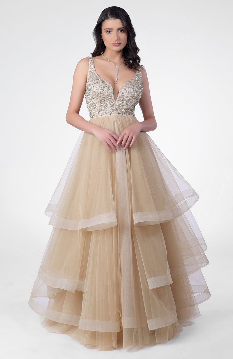 Princesse Crystal Hand Embroidered Tiered Princess Gown – Talking