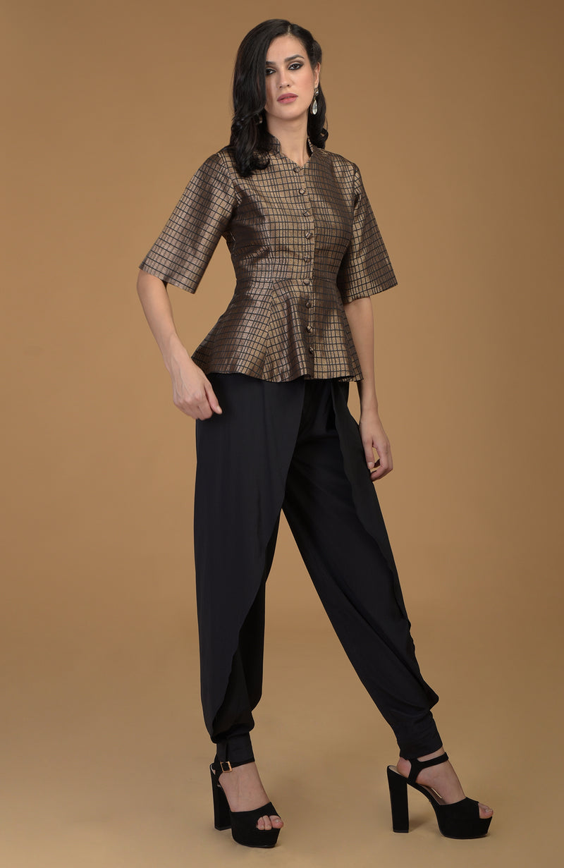Brocade Silk Peplum and Tulip Pants Suit Talking Threads