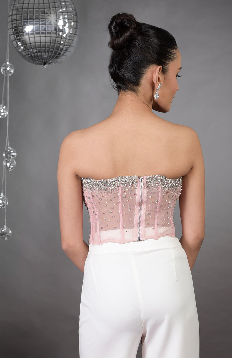 Amor Pink Hand Embroidered Corset – Talking Threads