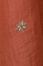 Living Coral Zardozi Hand Embroidered Kota Linen Saree