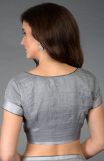 Dove Grey Zardozi Hand Embroidered Linen Saree