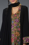 Black Parsi Gara Embroidered Anarkali Suit