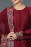 Maroon Kashmiri Kashidakari Hand Embroidered Suit