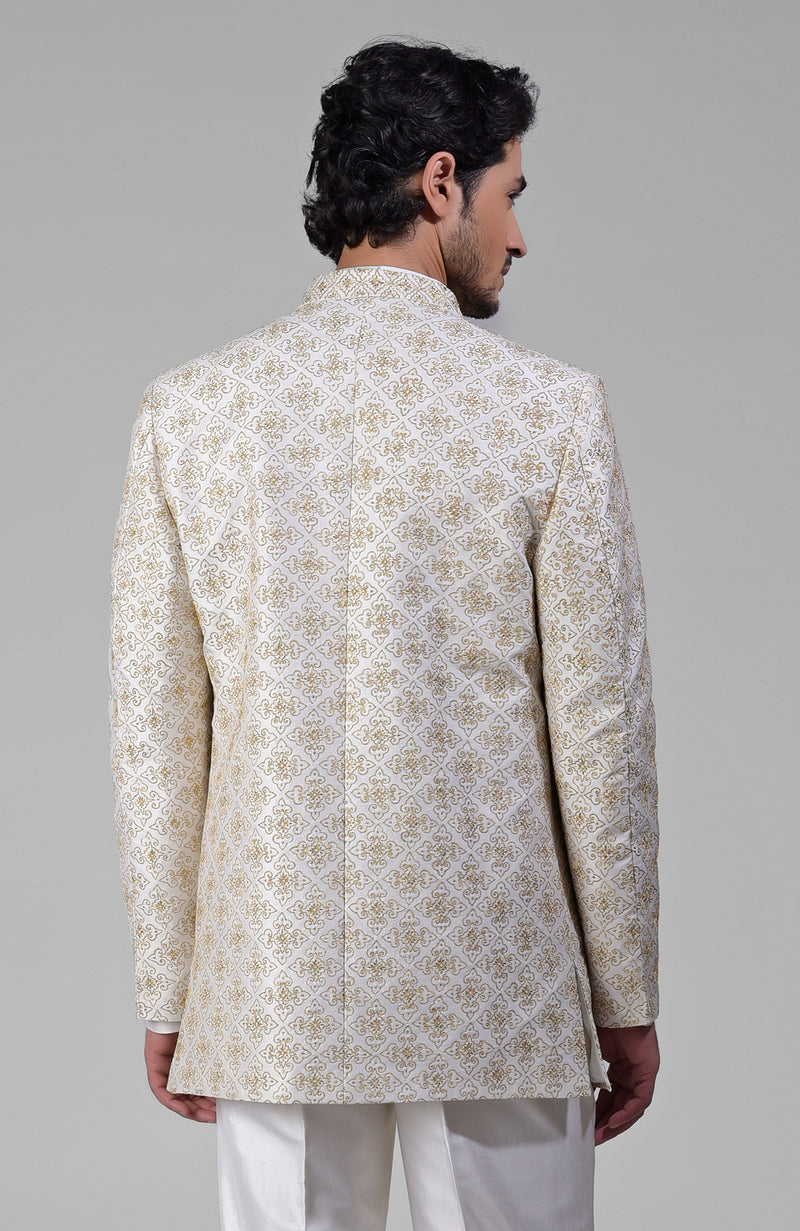 Ivory Gold Embroidered Jacket Set