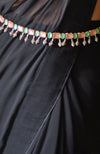Black Chiffon Saree with Pink Jewelled Crystal Belt