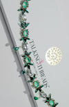 Black Chiffon Saree with Green Floral Jewelled Crystal Belt