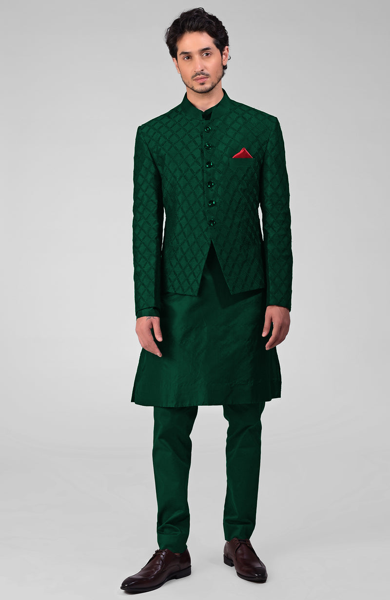 Maroon Embroidered Bandhgala Jacket