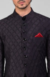 Black Chikankari Embroidered Bandhgala Jacket Set