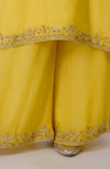 Buttercup Yellow Gota & Zardozi Suit With Fuchsia Dupatta