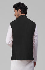 Timeless Black Pure Raw Silk Waistcoat Bandi Jacket