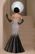 NAIRA- Black Crystal & Pearl Embroidered Mermaid Gown with Gloves