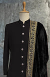 Black Mughal Majesty Zardozi Hand Embroidered Shawl