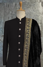 Black Mughal Majesty Zardozi Hand Embroidered Shawl
