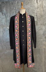 Black Pintuck Pathani Kurta Salwar Set & Tilla Embroidered Dupatta