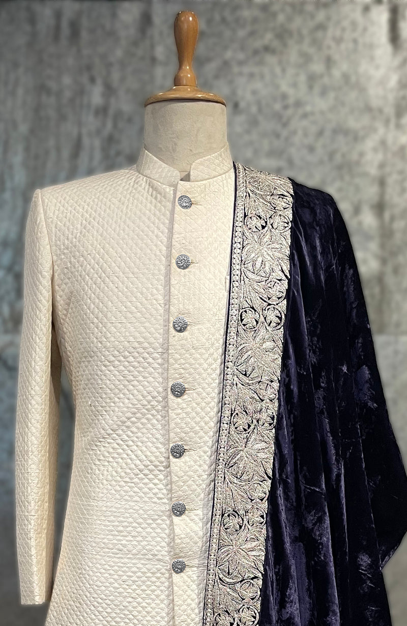 Midnight Blue Kashmiri Majesty Tilla Embroidered Shawl