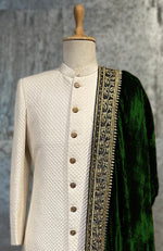 Bottle Green Mughal Majesty Zardozi Hand Embroidered Shawl