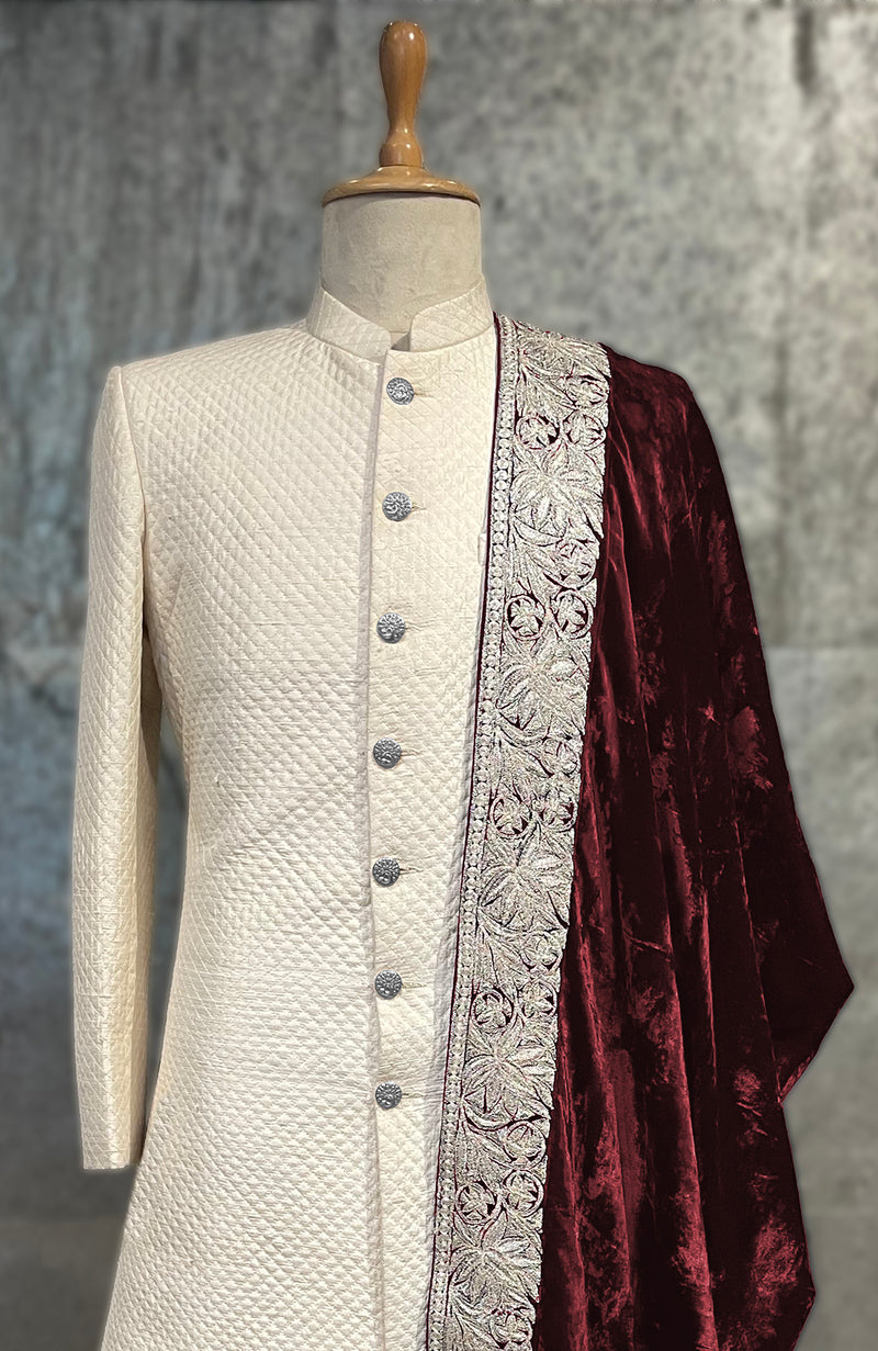 Burgundy Kashmiri Majesty Tilla Embroidered Shawl