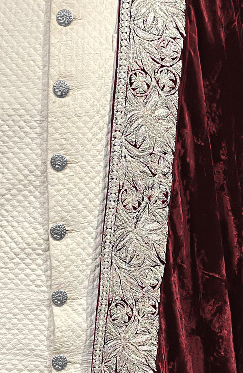 Burgundy Kashmiri Majesty Tilla Embroidered Shawl