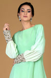 Sparkling Circular Jewelled Cuff Hand Embroidered Dress