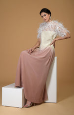 Asian Paradise Feather Floral Hand Embroidered Dress