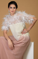 Asian Paradise Feather Floral Hand Embroidered Dress