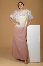 Asian Paradise Feather Floral Hand Embroidered Dress
