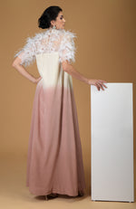Asian Paradise Feather Floral Hand Embroidered Dress