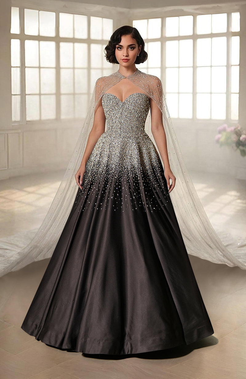 NAIRA- Crystal Hand Embroidered Princess Gown