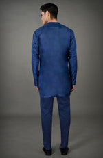 Navy Blue Chikankari Embellished Jacket Set