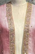 Dusty Rose-Gold Marori Beads & Sequin Hand Embroidered Dupatta