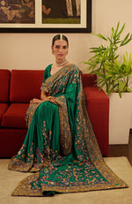 Emerald Green Marodi & Resham Hand Embroidered Saree