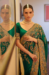 Panna Marodi & Resham Hand Embroidered Saree