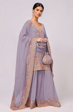 Barely Pink Pure Silk Sherwani Set With Gold Plated Buttons