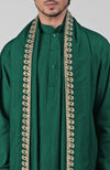 Emerald Green Pintuck Pathani Kurta Salwar Set & Tilla Embroidered Dupatta