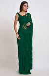 Emerald Green Chantilly Lace Saree Set