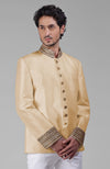 Gold Zardozi Hand Embroidered Silk Bandhgala Jacket