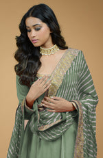 Jade Leheriya-Tilla Embroidered Dupatta With Anarkali Set