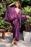 Plum Parsi Gara Embroidered Draped Skirt Set