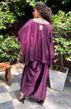 Plum Parsi Gara Embroidered Draped Skirt Set