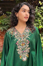 Emerald Green Marori & Resham Embroidered Draped Skirt Set