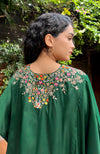 Emerald Green Marori & Resham Embroidered Draped Skirt Set