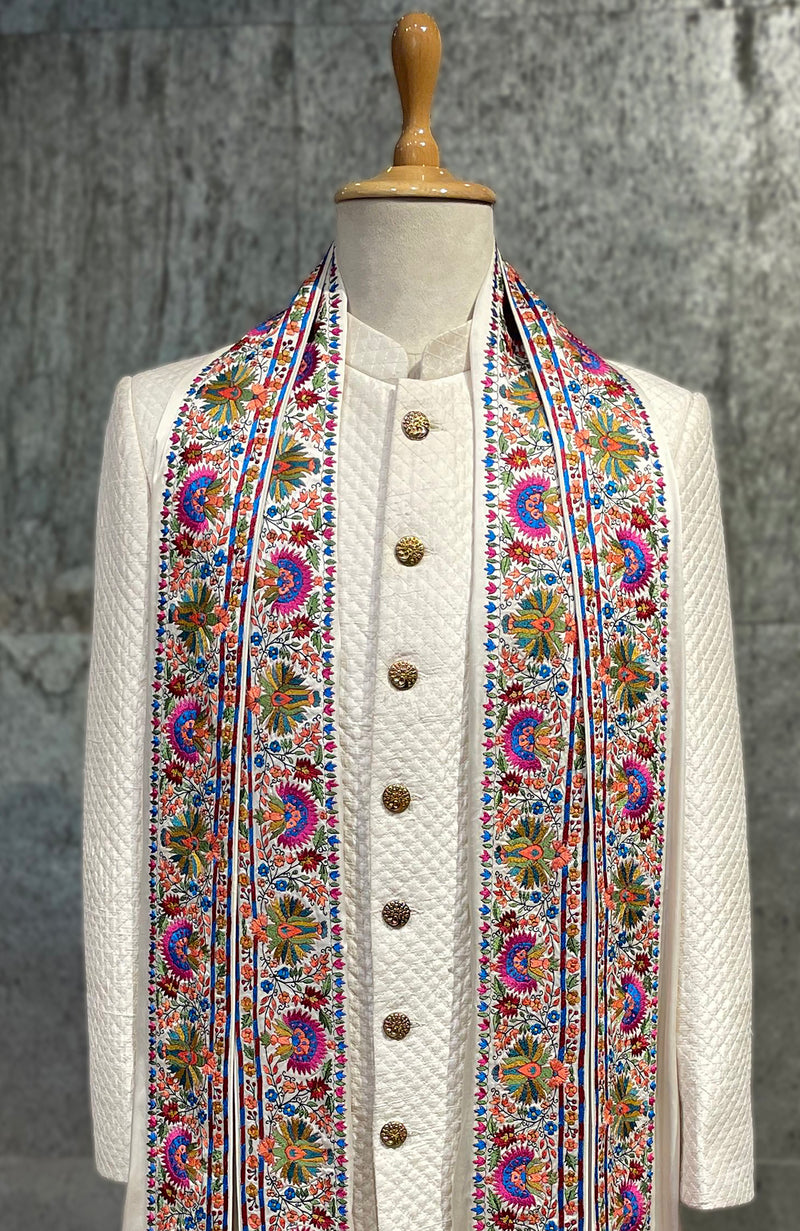Ivory Kashidakari Embroidered Stole