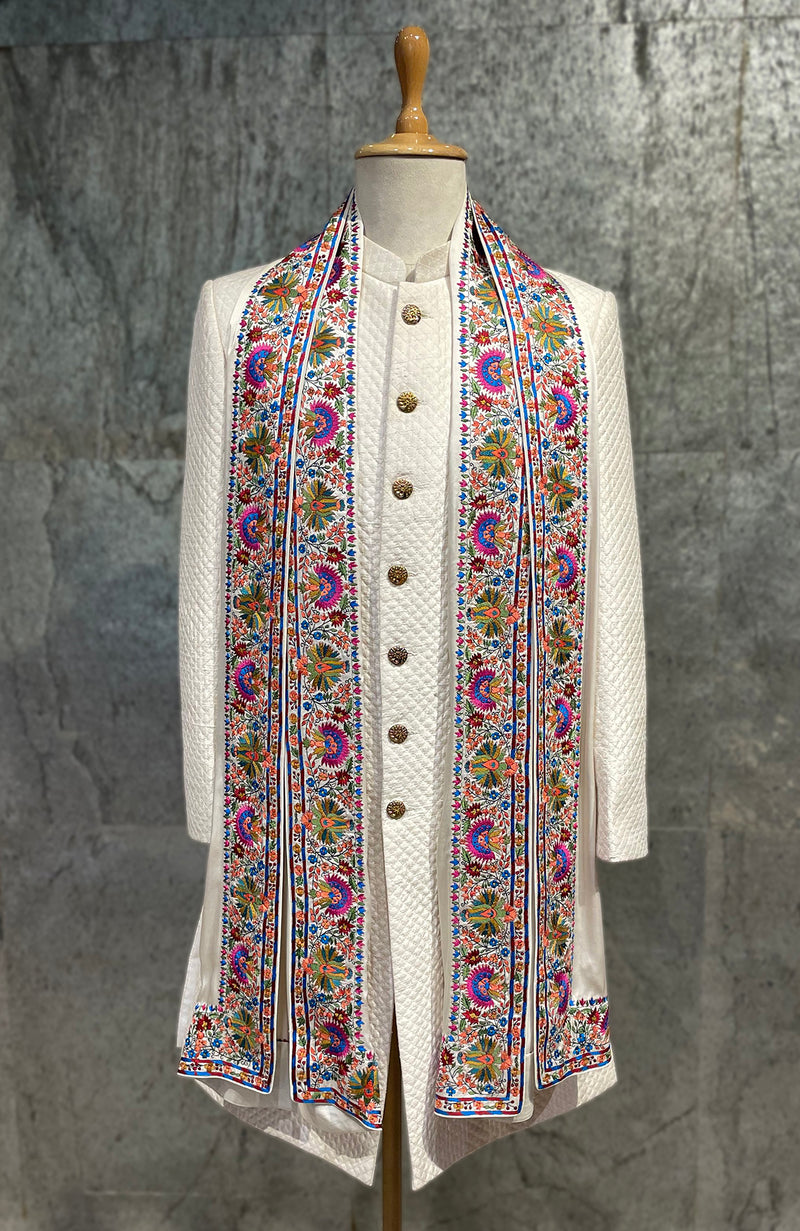 Ivory Kashidakari Embroidered Stole