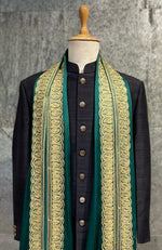 Regal Green & Gold Kashmiri Tilla Embroidered Stole