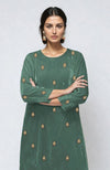 Jade Green Dabka Zardozi Hand Embroidered Velvet Kurta Set
